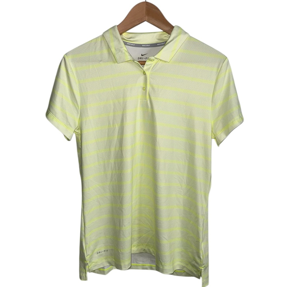 Nike Women’s Yellow Striped Polo Shirt Size Medium